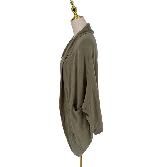 Athleta Wrap Cardigan XXS XS Green Ethereal Cocoon Open Front Pockets Dolman - Picture 7 of 16